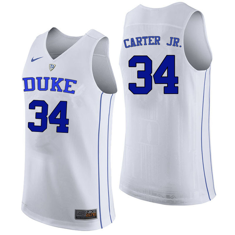 Men Duke Blue Devils #34 Wendell Carter Jr. College Basketball Jerseys Sale-White - Click Image to Close